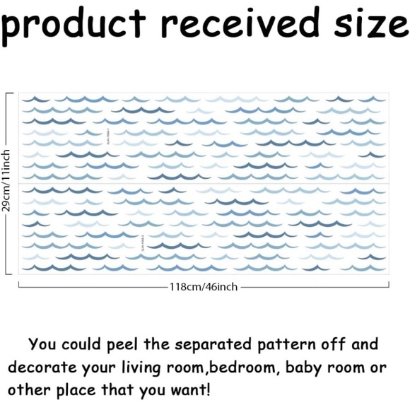 Blue Ocean Waves Wall Decals Stickers Vinyl DIY Decor Art for Kids Bedroom - Picture 2 of 7